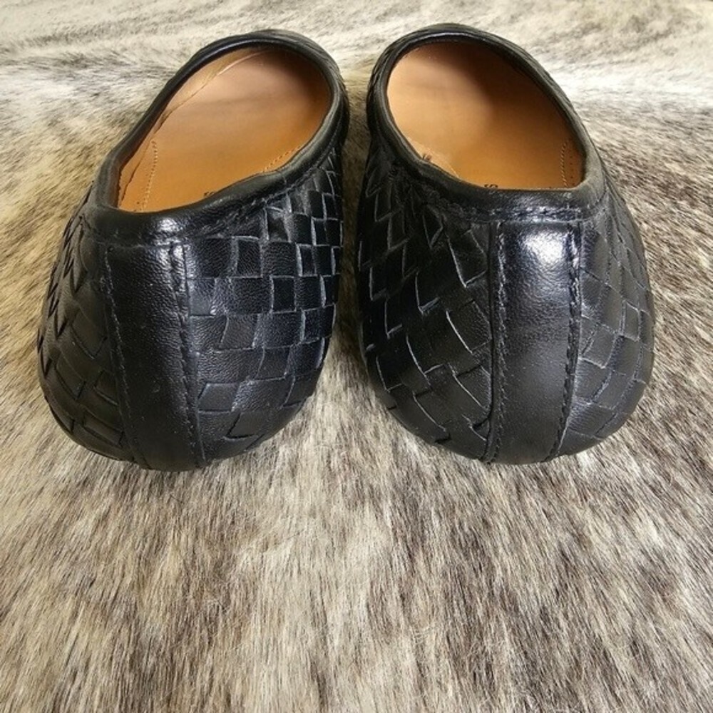 Neiman Marcus Silex Napa Leather Woven Braided Black Flats Shoes - Picture 10 of 11